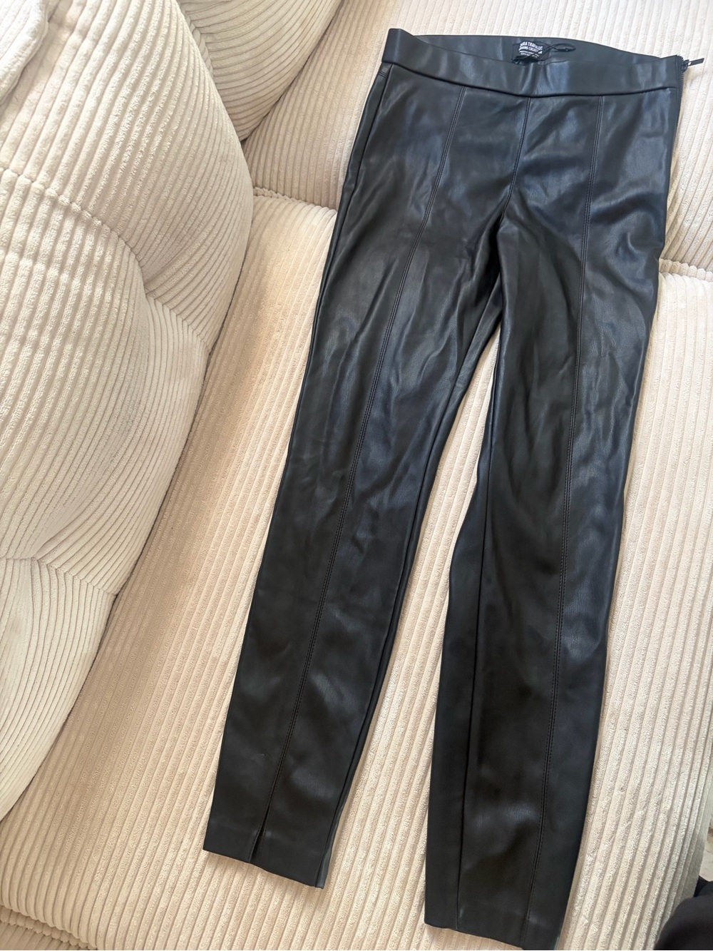 Zara Black Faux Leather Slim Leg Pants